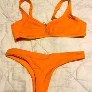 orange 2 piece bikini